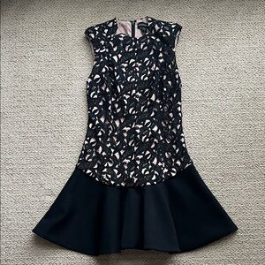 STYLESTALKER Black and Cream Lace Fit and Flare Mini Dress